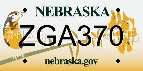 ZGA370 Nebraska License Plate