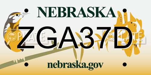 ZGA37D Nebraska License Plate