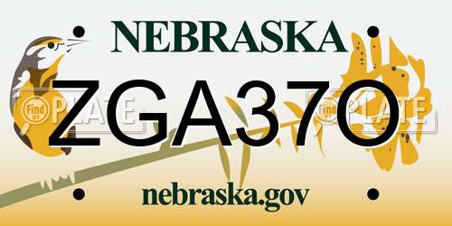 ZGA37O Nebraska License Plate