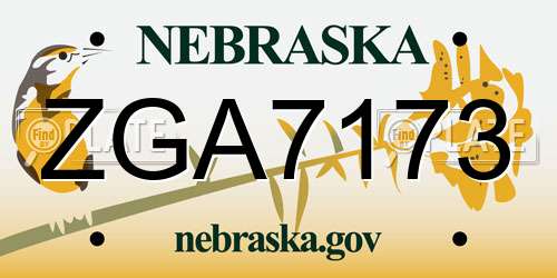 ZGA7173 Nebraska License Plate