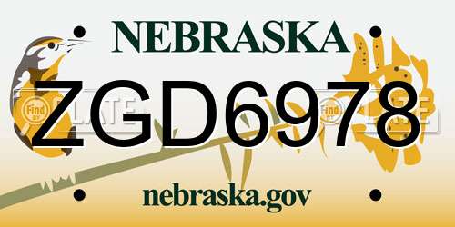 ZGD6978 Nebraska License Plate