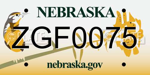 ZGF0075 Nebraska License Plate