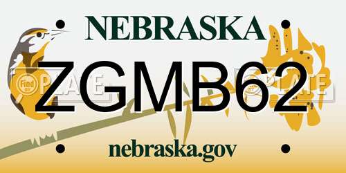 ZGMB62 Nebraska License Plate