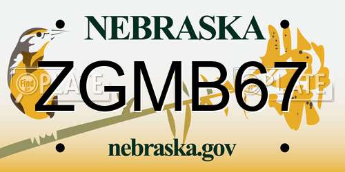 ZGMB67 Nebraska License Plate