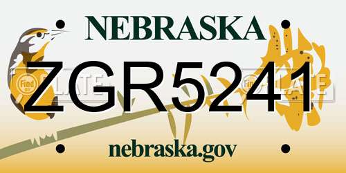 ZGR5241 Nebraska License Plate