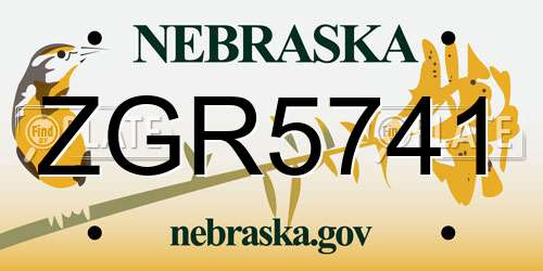 ZGR5741 Nebraska License Plate