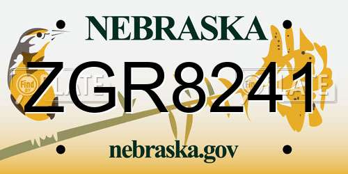 ZGR8241 Nebraska License Plate