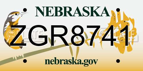 ZGR8741 Nebraska License Plate