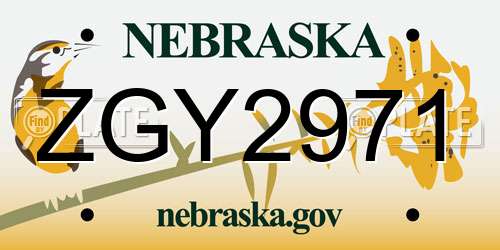 ZGY2971 Nebraska License Plate