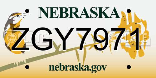 ZGY7971 Nebraska License Plate