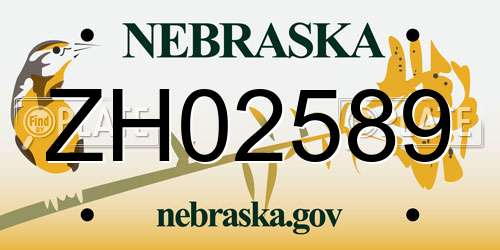 ZH02589 Nebraska License Plate
