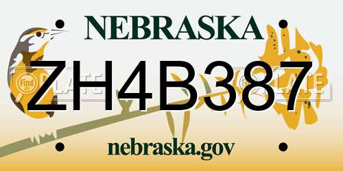 ZH4B387 Nebraska License Plate