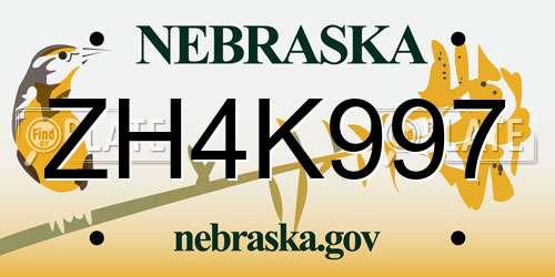 ZH4K997 Nebraska License Plate