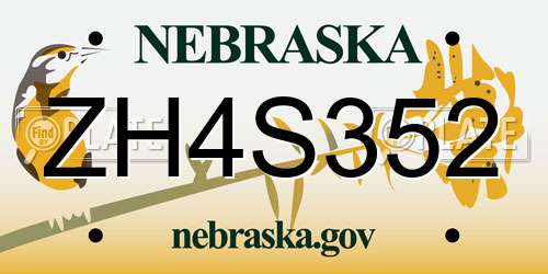 ZH4S352 Nebraska License Plate