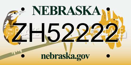 ZH52222 Nebraska License Plate