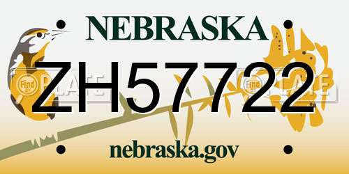 ZH57722 Nebraska License Plate