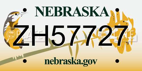 ZH57727 Nebraska License Plate