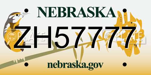 ZH57777 Nebraska License Plate