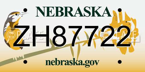 ZH87722 Nebraska License Plate
