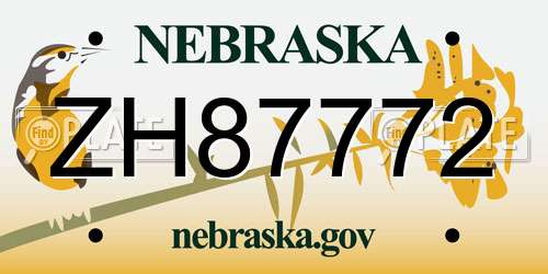 ZH87772 Nebraska License Plate