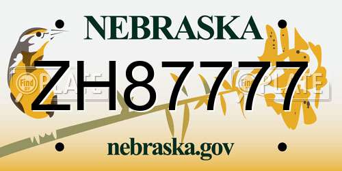 ZH87777 Nebraska License Plate