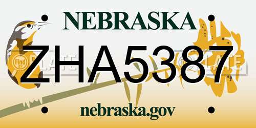 ZHA5387 Nebraska License Plate
