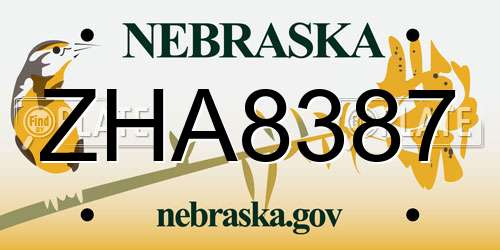 ZHA8387 Nebraska License Plate