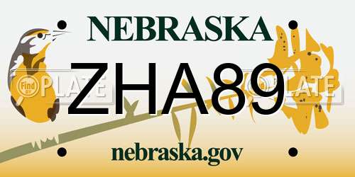 ZHA89 Nebraska License Plate