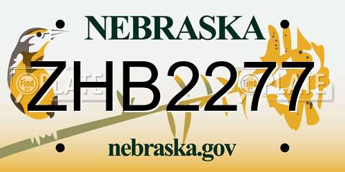 ZHB2277 Nebraska License Plate