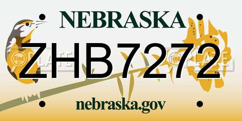 ZHB7272 Nebraska License Plate