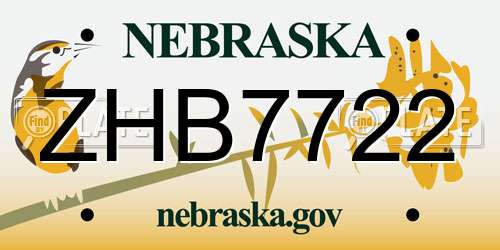 ZHB7722 Nebraska License Plate