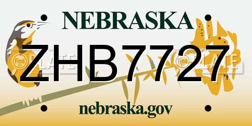 ZHB7727 Nebraska License Plate