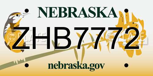 ZHB7772 Nebraska License Plate
