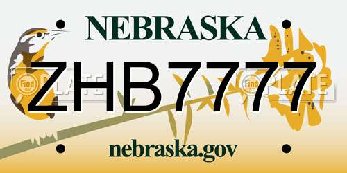 ZHB7777 Nebraska License Plate