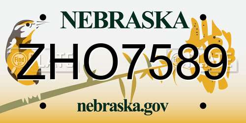 ZHO7589 Nebraska License Plate