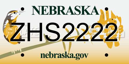 ZHS2222 Nebraska License Plate