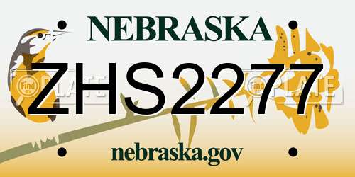 ZHS2277 Nebraska License Plate