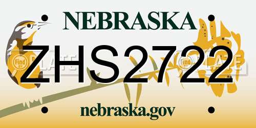 ZHS2722 Nebraska License Plate