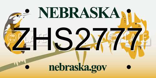 ZHS2777 Nebraska License Plate
