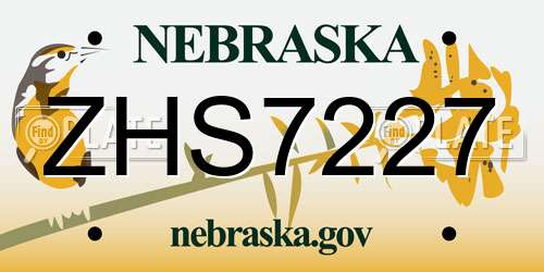 ZHS7227 Nebraska License Plate