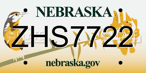 ZHS7722 Nebraska License Plate