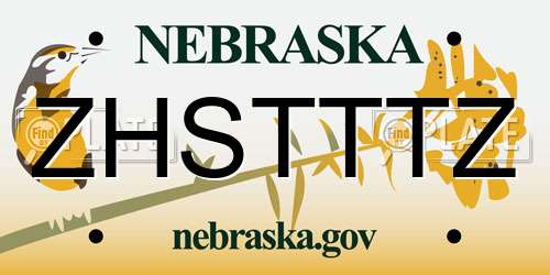 ZHSTTTZ Nebraska License Plate