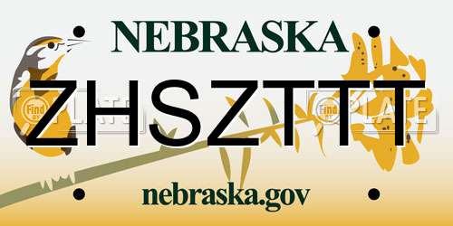 ZHSZTTT Nebraska License Plate