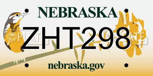 ZHT298 Nebraska License Plate