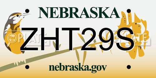 ZHT29S Nebraska License Plate
