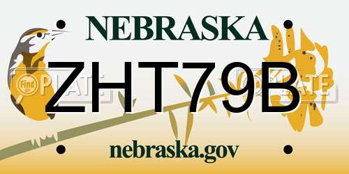 ZHT79B Nebraska License Plate