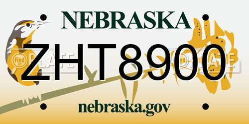 ZHT8900 Nebraska License Plate