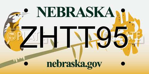 ZHTT95 Nebraska License Plate
