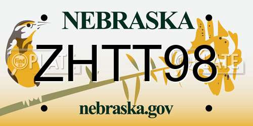 ZHTT98 Nebraska License Plate