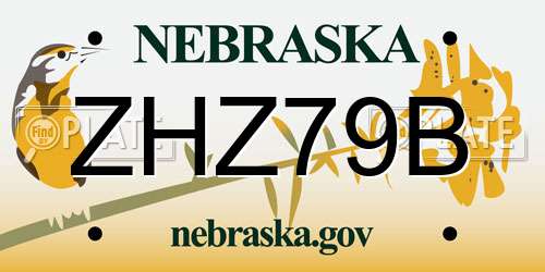 ZHZ79B Nebraska License Plate